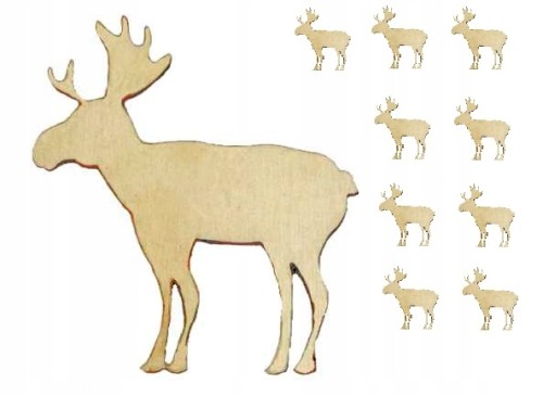 Renifer Łoś ozdoba Drewniana święta 3cm 10szt