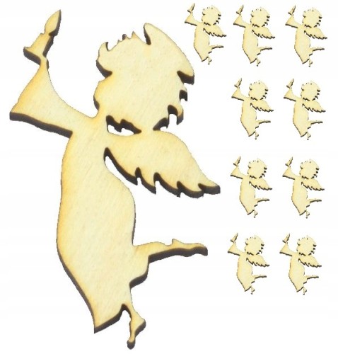 Anioł z drewna święta ozdoba świąteczna 3cm 10szt