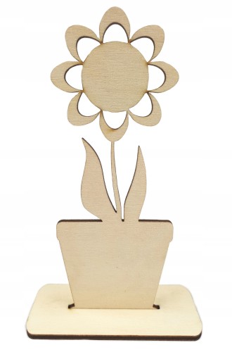 Drewniany kwiatek na Dzień Kobiet, na podstawce ze sklejki decoupage