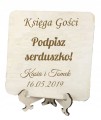 Drewniana księga gości grawer serduszka wesele