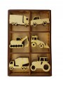 ZESTAW TRANSPORT 30szt 5cm ozdoby drewniane