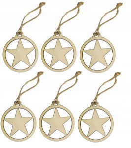 Drewniana bombka Gwiazdka zawieszka na choinkę