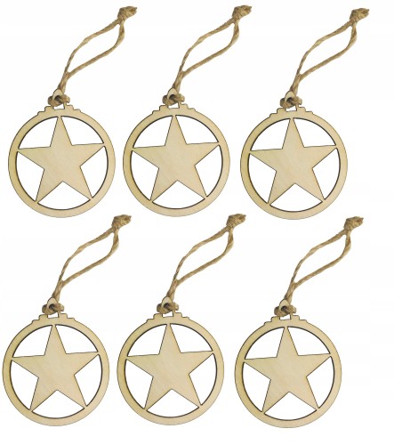 Drewniana bombka Gwiazdka zawieszka na choinkę