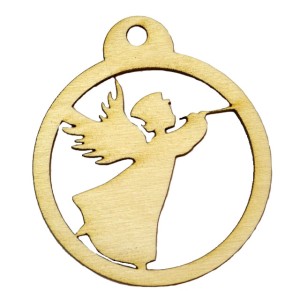 Bomka anioł z drewna święta ozdoba świąteczna 10cm