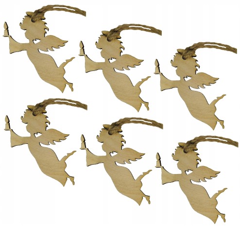 Drewniane bombki zawieszki na choinkę Aniołki