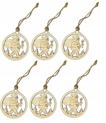 Drewniana bombka zawieszka na choinkę Mikołaj