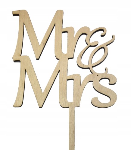 Topper na tort Mr & Mrs ślub wesele rocznica napis para młoda
