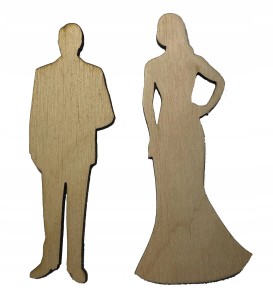 Drewniany dekor ślub Wedding para młoda Wz11 5cm