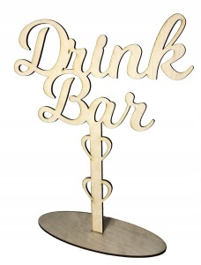 Napis drewniany na stół na ślub na podstawce Drink Bar wesele dekoracja