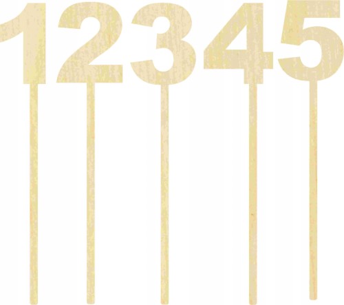 Drewniane numerki na stoliki na ślub wesele ozdoba cyfry numerki 1-5