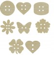 DREWNIANE GUZIKI 15mm MIX Serce Motyl Kwiat 25szt