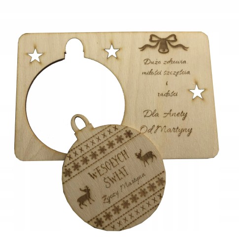 Kartka świąteczna z życzeniami + bombka