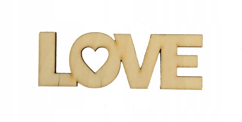 Drewniany napis decoupage LOVE scrapki 3,5cm L2