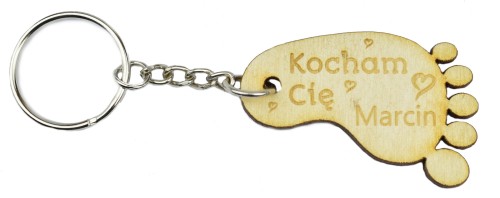 Brelok do kluczy drewniany z grawerem STOPA 5cm