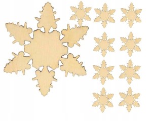 Śnieżynka z drewna zawieszka święta 3cm 10sztuk