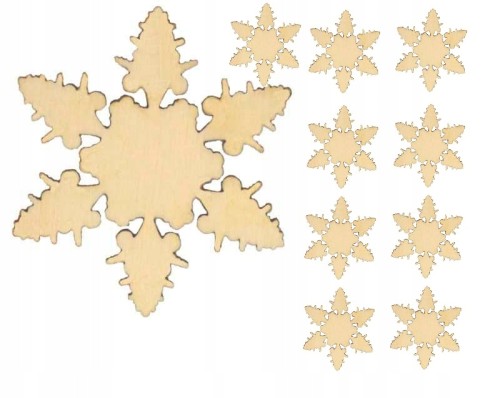 Śnieżynka z drewna zawieszka święta 3cm 10sztuk