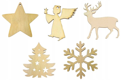 Aniołki Choinki 5szt Święta mix sklejka 7,5cm