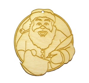 Drewniana zawieszka grawerowana mikołaj Koło 10cm