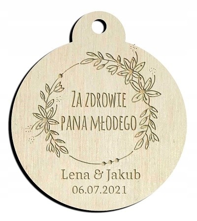 Zawieszki na alkohol etykiety na Wódkę Weselną
