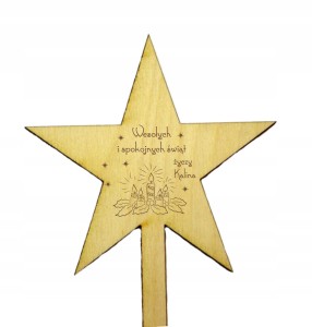 Gwiazda na patyku święta GRAWER na prezent 10cm