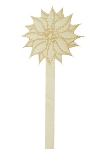 Drewniany kwiat grawerowany na patyku 10cm SW5