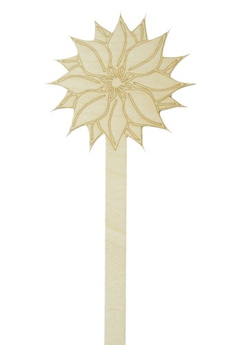Drewniany kwiat grawerowany na patyku 10cm SW5