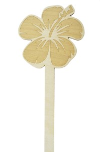 Drewniany kwiat grawerowany na patyku10cm SW3