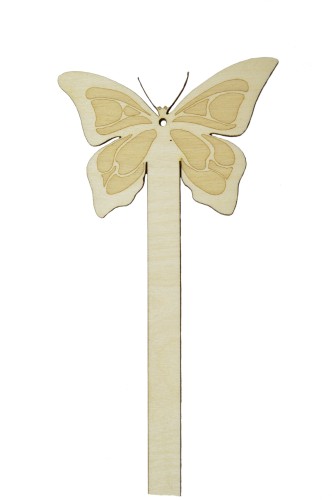 Drewniany motyl grawerowany na patyku 10cm