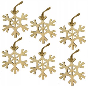 Drewniane bombki zawieszki choinkowe Śnieżynki