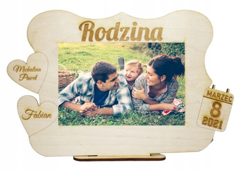 Prezent na Dzień Mamy ramka na zdjęcia drewniana dla rodziców 