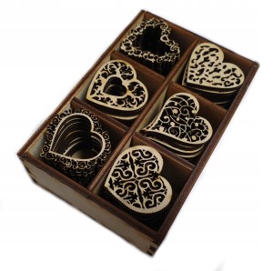 ZESTAW SERCA 60szt 3cm serce MIX dekor decoupage
