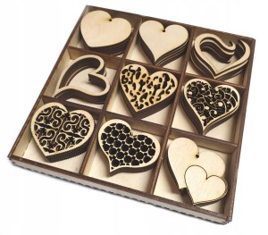 ZESTAW SERCA 45szt 5cm do Decupage drewniane ślub