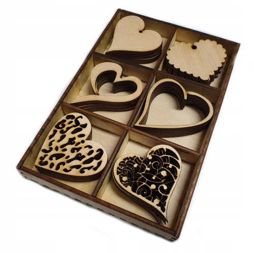 ZESTAW SERCA 30szt 5cm serduszka Decoupage ozdoba