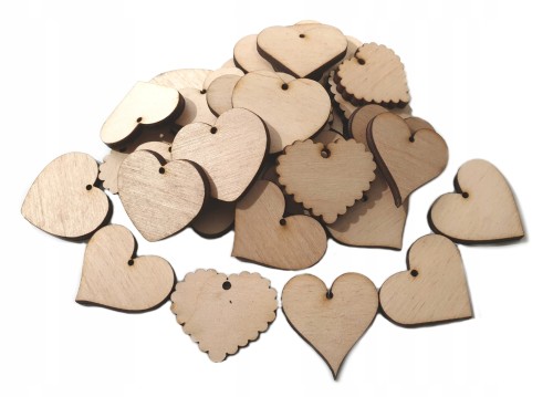 Zestaw Drewniane serca 60szt 2cm Decoupage serce