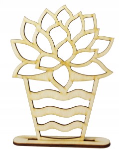 Drewniany kwiatek na podstawce do Decoupage kaktus