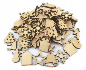 Mini drewniane dekoracje na Święta MIX 100szt 25mm