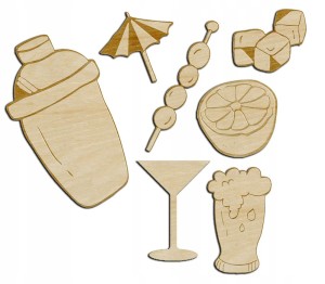 Zestaw ozdób drewnianych do dekoracji- Barman