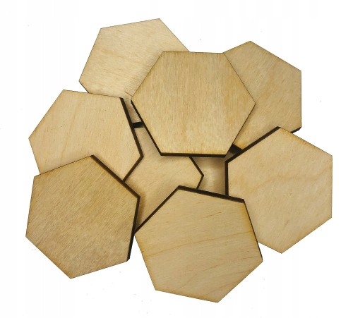 Sześciokąty drewniane Wielokąt zestaw 10cm 50szt