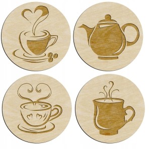 Drewniane podkładki pod kubek 4 szt kawa herbata