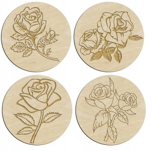 Drewniane podkładki pod kubek 4 szt róże
