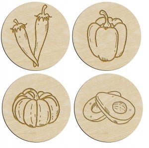 Drewniane podkładki pod kubek 4 szt warzywa