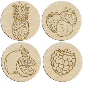 Drewniane podkładki pod kubek 4 szt owoce