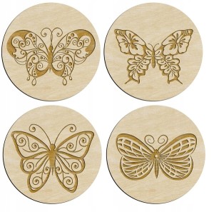 Drewniane podkładki pod kubek 4 szt motyle