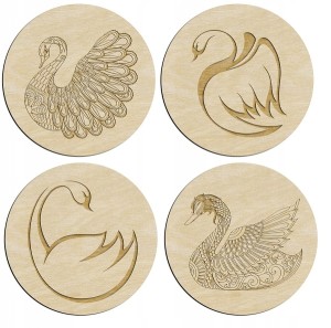 Drewniane podkładki pod kubek 4 szt łabędzie