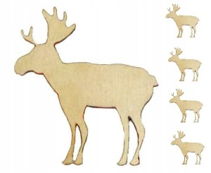 Łoś Drewniany święta Decoupage sklejka 5szt 7,5cm
