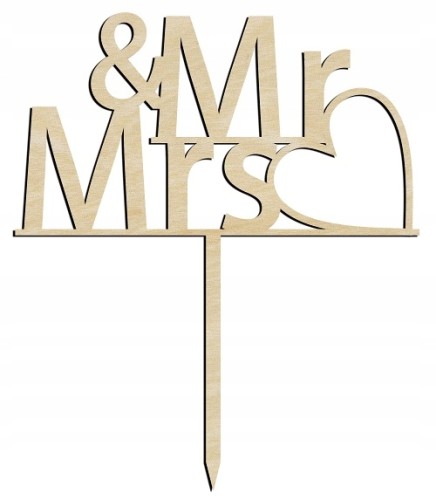 Topper na tort Ślub Wesele Para Młoda Mr&Mrs napis dekoracja