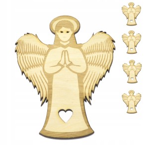 Aniołek Drewniany Decoupage 5szt 7,5cm scrapki