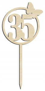 Drewniany topper na tort urodziny życzenia NUMER