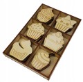ZESTAW CUPCAKE 30szt 5cm ozdoby drewniane