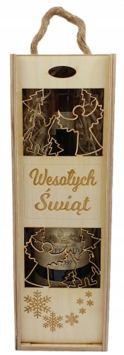 Drewniana Skrzynka na wino Pudełko Święta Choinka